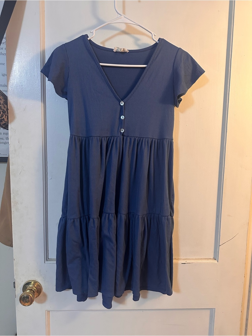 See You Monday Ribbed Royal Blue V-Neck Tank